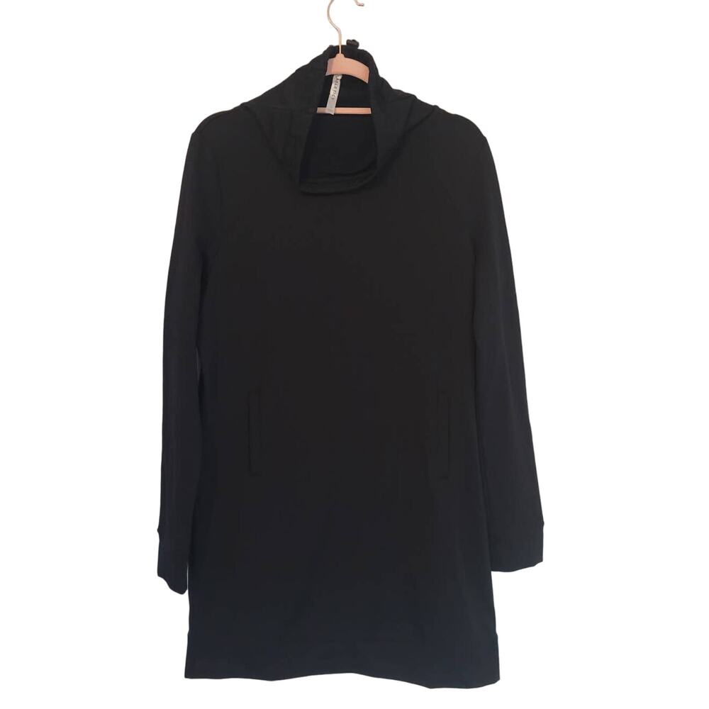 Fabletics Black Cowl Neck Long Sleeve Front Pocket Women's Dress L